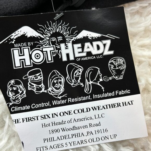 Hot Headz 6-IN-1 Fleece Hood Black Hat Animal Print One Size Fits All NWT - Picture 4 of 10
